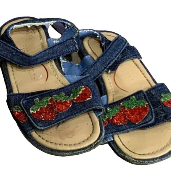 4 Pairs of Girls 7/8 9/10 Summer Polka Dot Floral Cherry Sandals Flip Flops - Picture 5 of 5